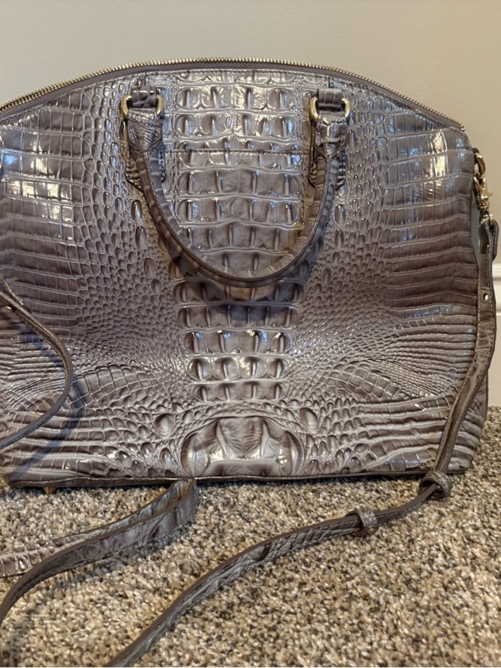 Brahmin Croc-Embossed Satchel in grey - Picture 2 of 2